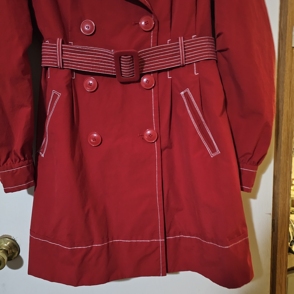 Esprit Vibrant Red Trench Coat with Belt - Picture 5 of 8
